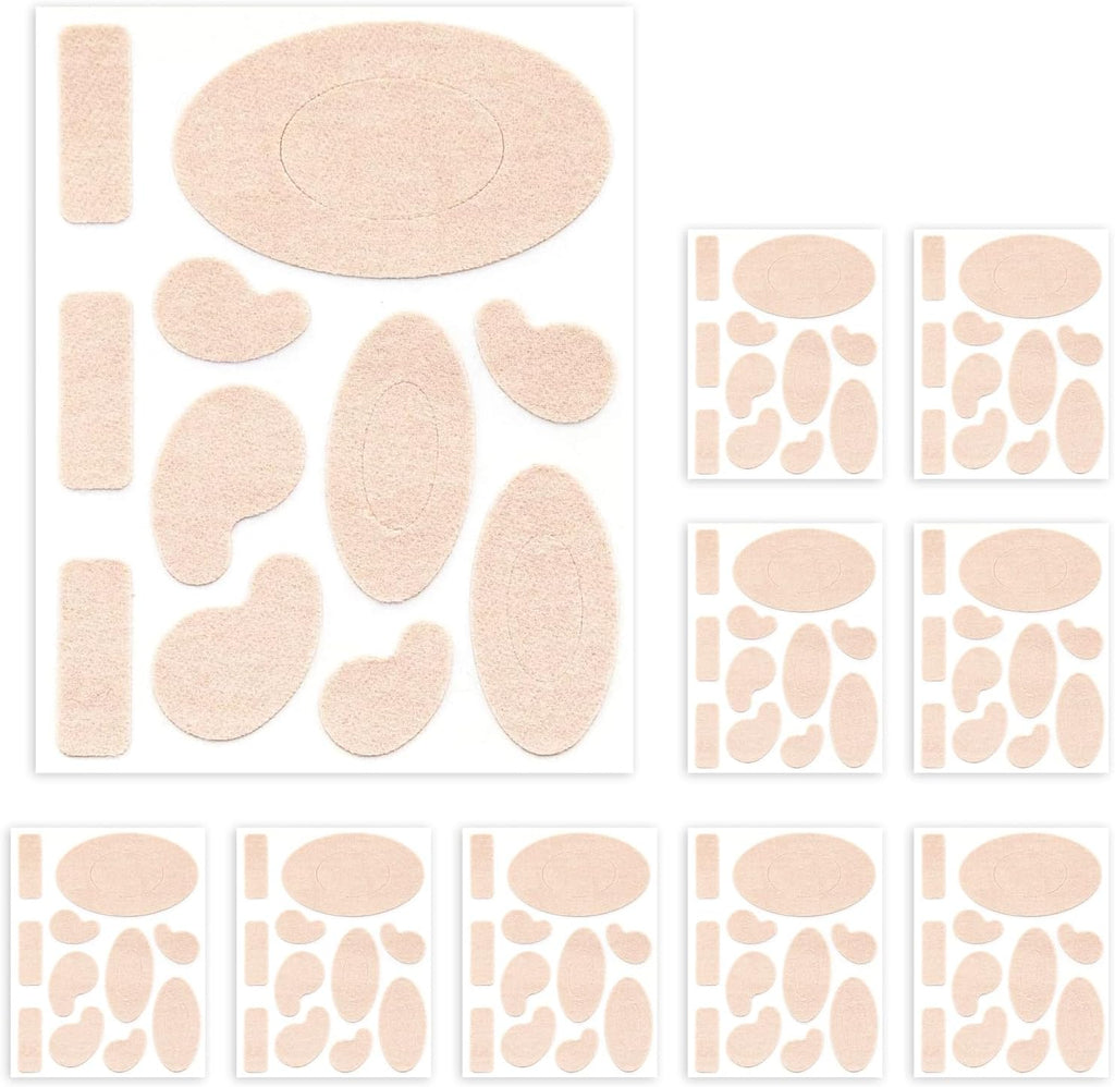 RadBizz Moleskin Adhesive Pads front view of 110 piece pack for blister prevention