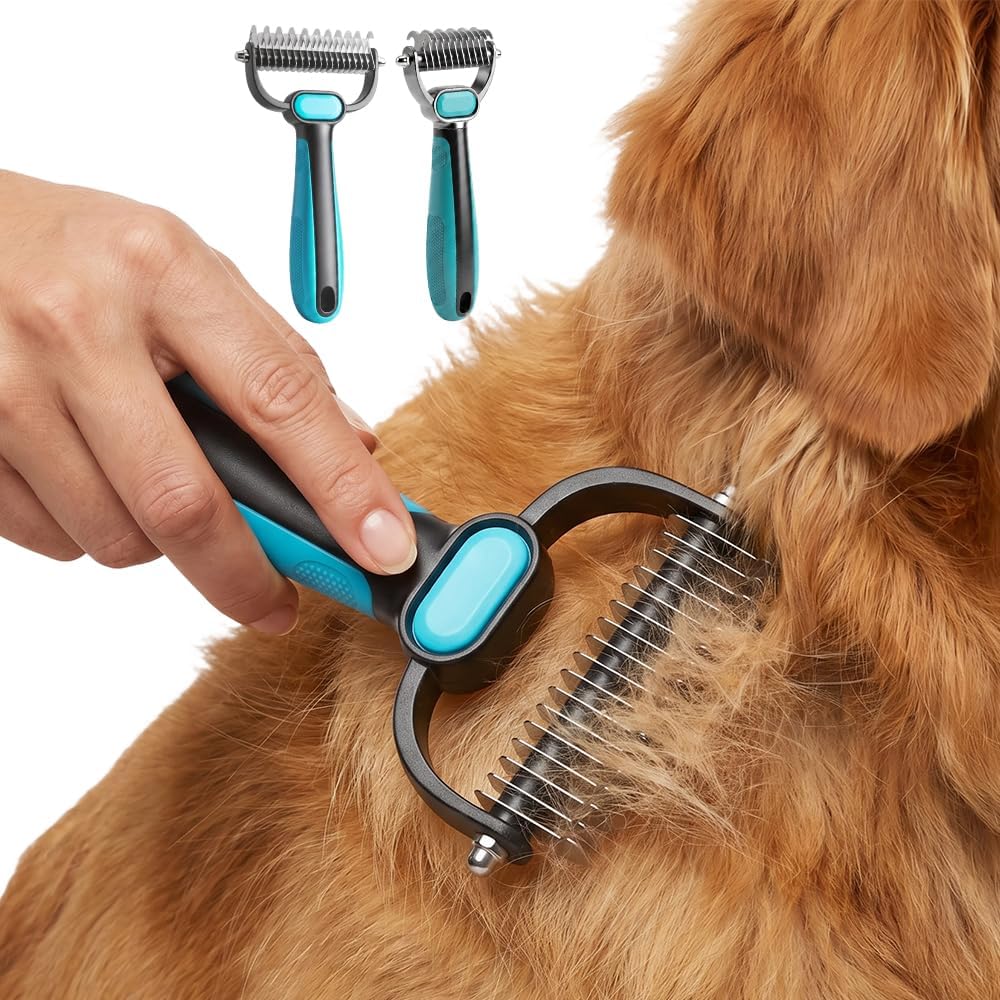 Double-Sided Pet Grooming Rake, Extra Wide Deshedding Tool for Long Hair Dogs & Cats, 2-in-1 Undercoat Rake with Stainless Steel Teeth, Pet Comb for Loose Hair (Large) - Image 10
