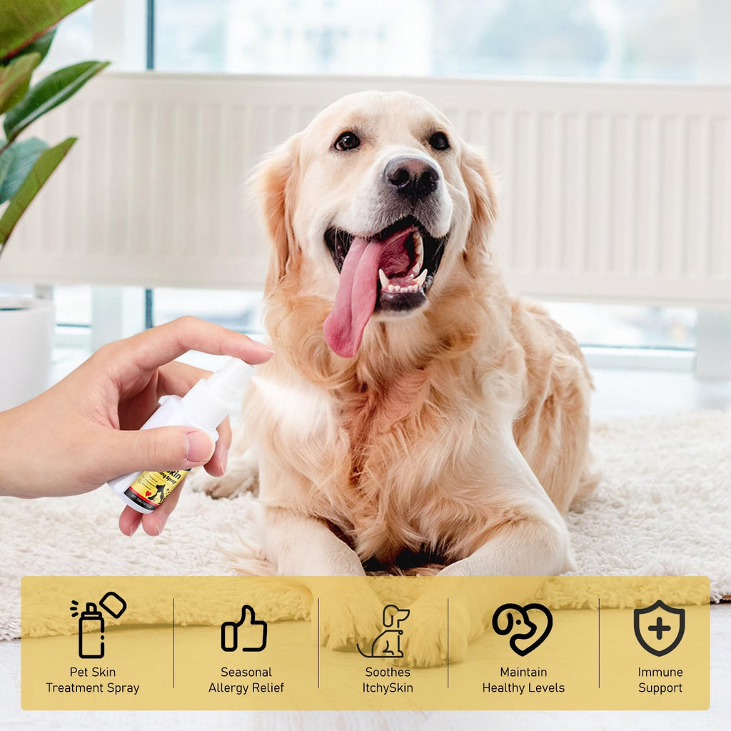 Safe botanical antipruritic spray packaging for reducing cat scratching behavior.