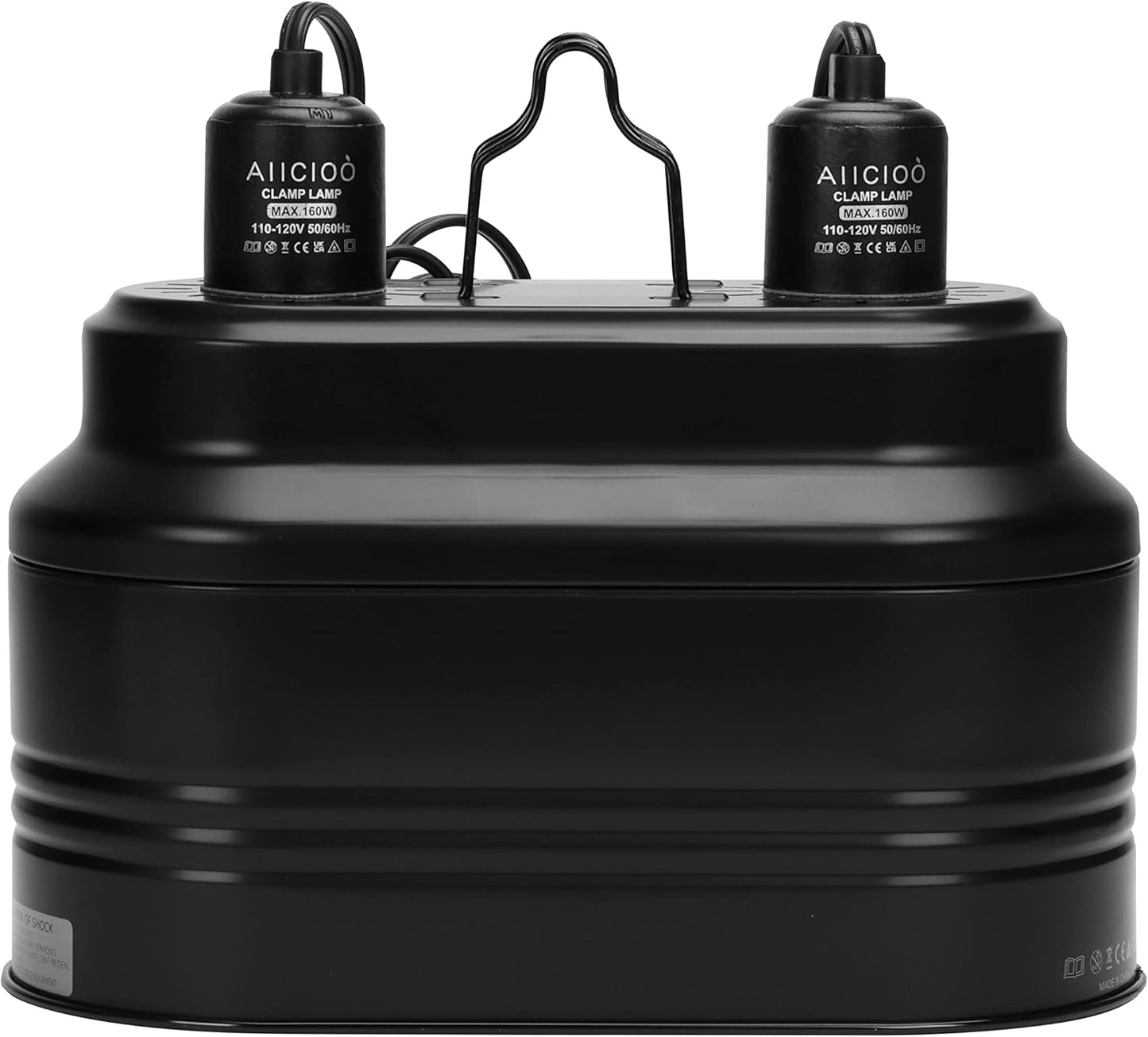 Aiicioo Dual Reptile Light Fixture front view showing double dome design