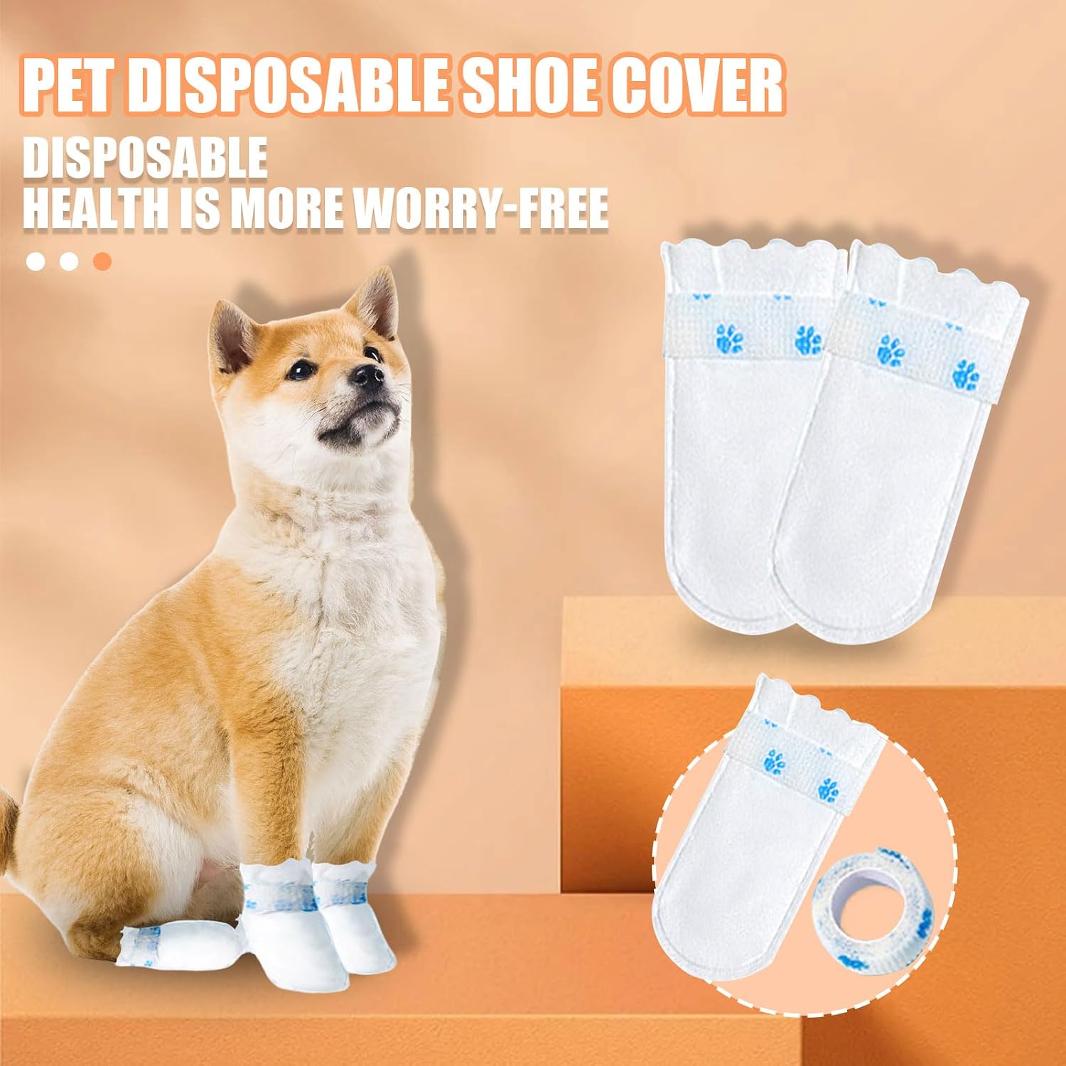 Pet wearing Suxgumoe disposable paw protectors outdoors