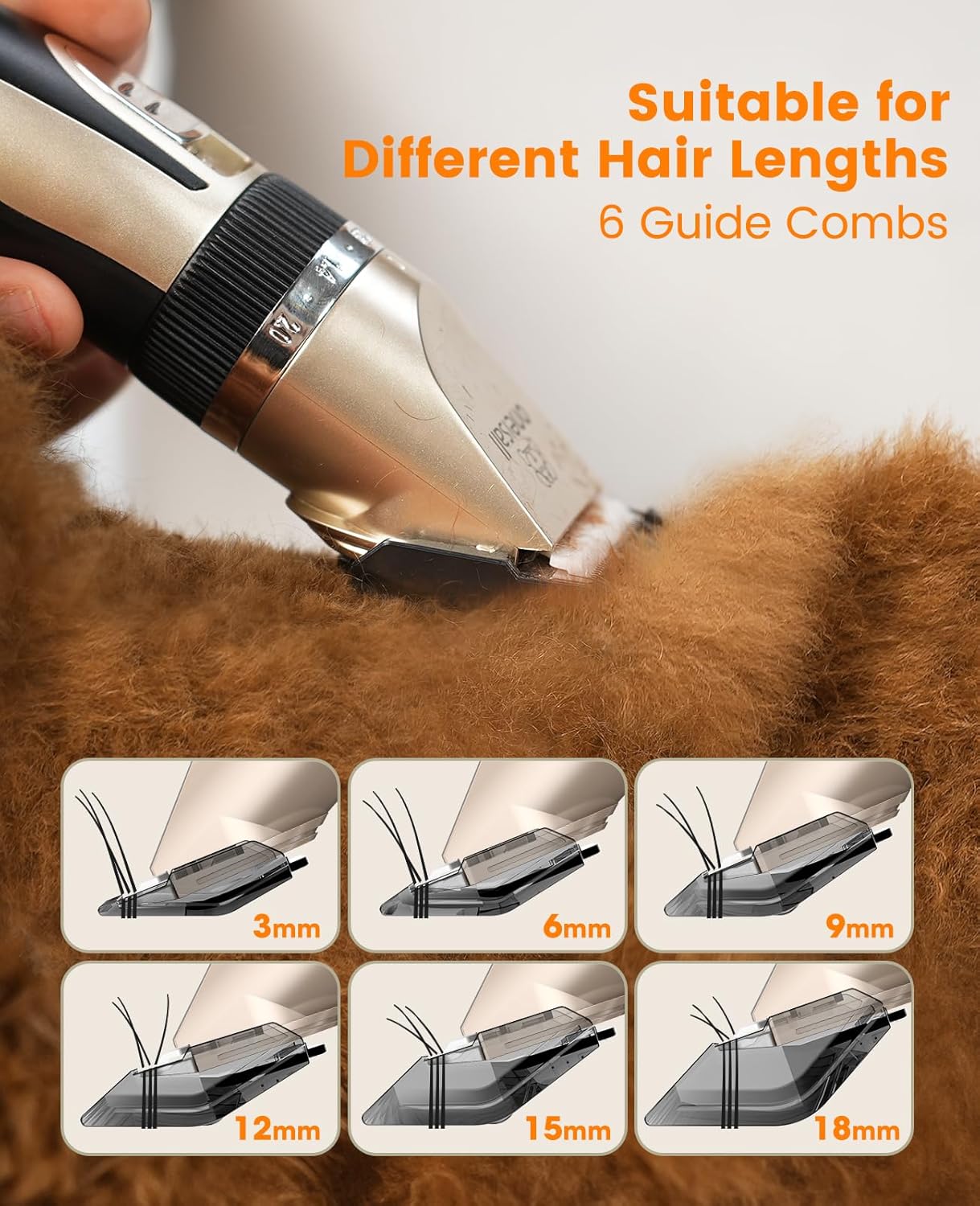 Rechargeable dog grooming clippers with cleaning brush and scissors set