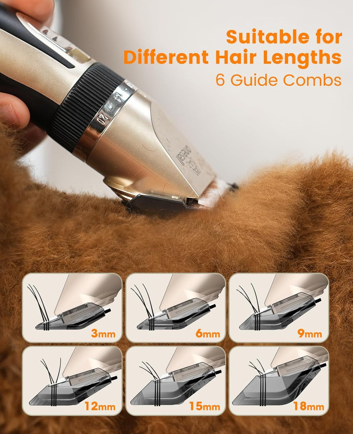 Rechargeable dog grooming clippers with cleaning brush and scissors set