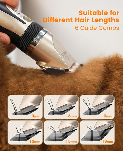Rechargeable dog grooming clippers with cleaning brush and scissors set