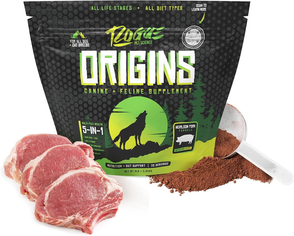 ROGUE PET SCIENCE Origins 5-in-1 Dog Supplement - Powdered Food Topper w/Natural Omega 3 Fish Oil - Supports Healthy Digestion, Skin, and Coat - Helps Reduce Itching & Joint Inflammation (5 lbs) - Image 9
