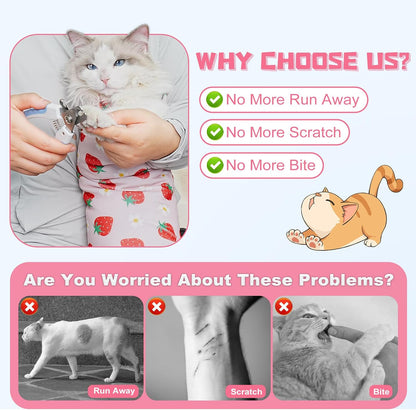 Supet anti escape calming cat swaddle wrap for nail clipping