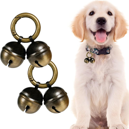Whimsii extra loud dog collar bells 2 pack front view showing bronze and black finish charms