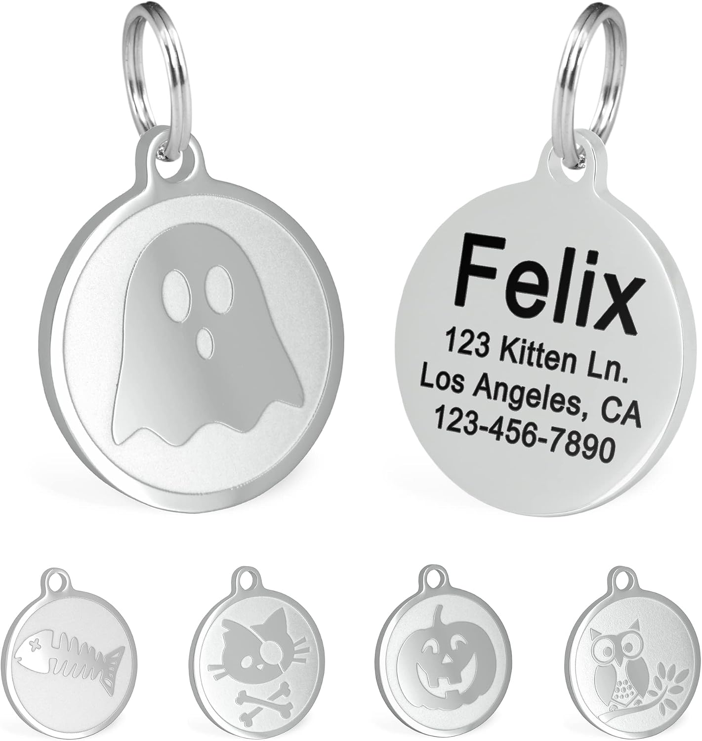 Ultra Joys Engraved Cat Name Tags Personalized - Stainless Steel Name Tag Pet Identification - Small Dog ID Tags Personalized for up to 4 Lines of Text - Pet ID Tags for Cat Collar - Pirate - Image 13