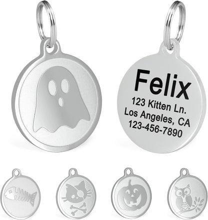 Ultra Joys Engraved Cat Name Tags Personalized - Stainless Steel Name Tag Pet Identification - Small Dog ID Tags Personalized for up to 4 Lines of Text - Pet ID Tags for Cat Collar - Pirate - Image 13