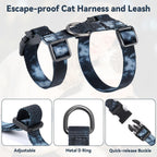 Premium adjustable H-shaped cat safety vest with durable stainless steel D-ring.