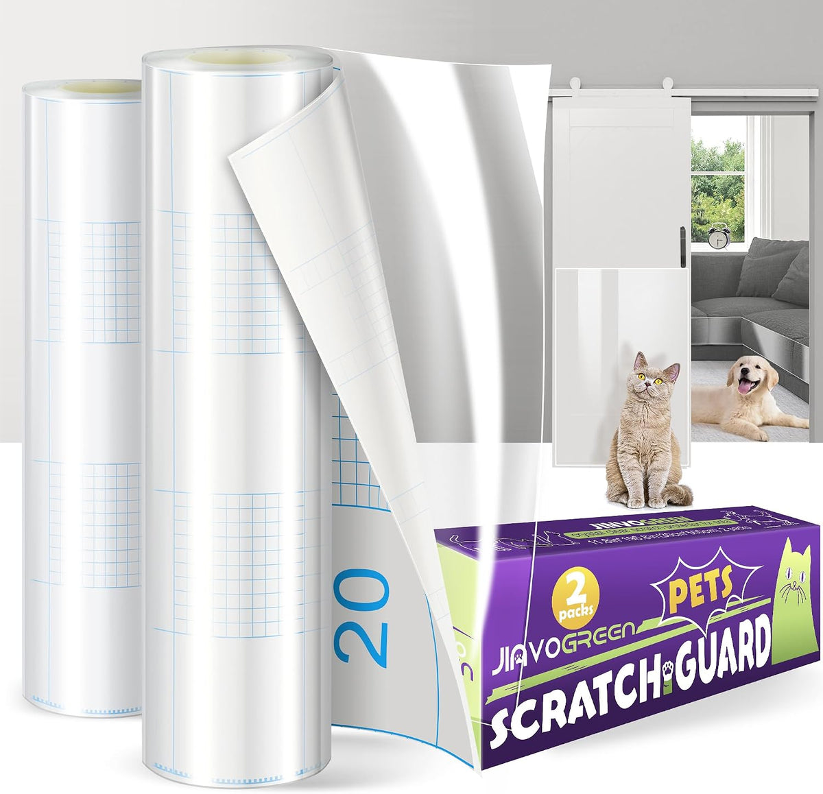 JINVOGREEN Cat Scratch Furniture Protector, 196.8" x 11.8" Couch Protector from Cat Claws, Thickened Transparent Self-Adhesive Furniture Protectors for Couch Protection from Cat Scratching - Image 10
