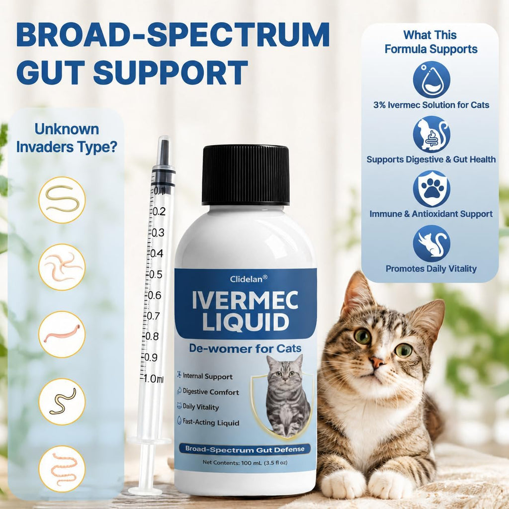 Clidelan broad spectrum cat dewormer supplement easy dosing instructions