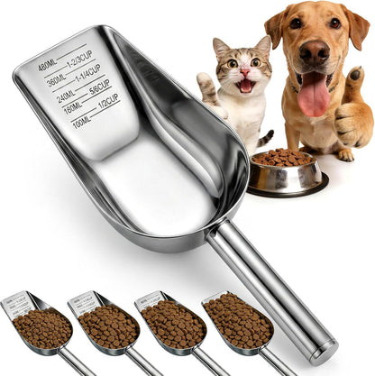 Mity rain Dog Food Scoop Stainless Steel with Long Handle, Precise Dog Food Measuring Cup 1, 3/4, 1/2, 1/4 Cup, Pet Scoop for Dogs, Cats, Rabbits, Animals, Metal Spoon for Dog Food Storage (1CUP) - Image 10