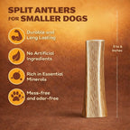 Three small to medium split elk antler chews for dogs