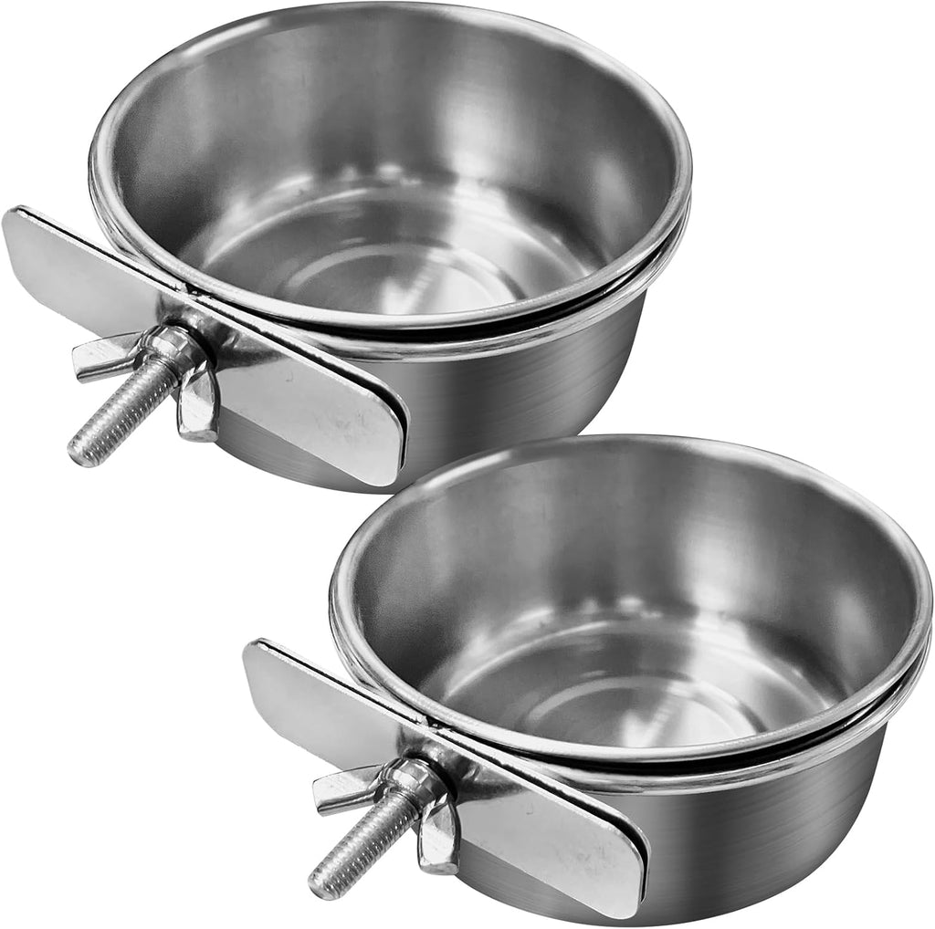Tfwadmx stainless steel bird feeding dish cups front view