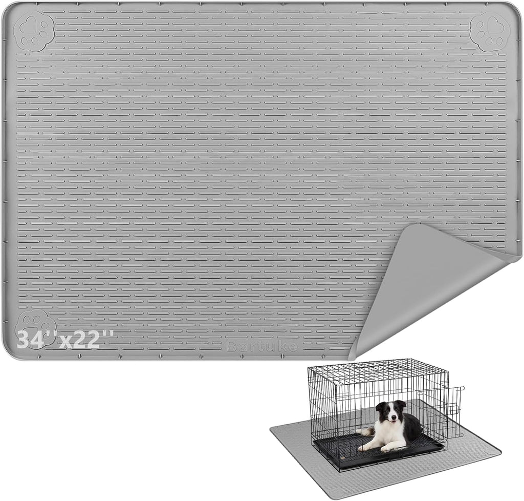 Silicone Dog Crate Mat, 40"x 28" Under Dog Crate Kennel Pad with Raised Edge, Washable Dogs Bed Mat, Waterproof, Leakproof, Protect Floors (Dark Grey) - Image 10