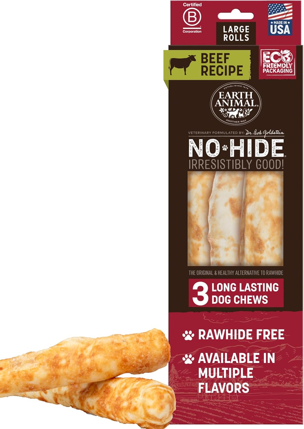 Earth Animal No Hide Chews - Long Lasting Rawhide Free Large Dog Chews Rolls, Chicken - 2 Count - Image 13