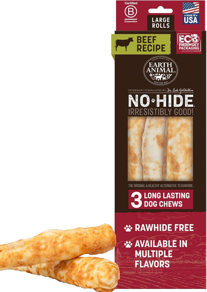 Earth Animal No Hide Chews - Long Lasting Rawhide Free Large Dog Chews Rolls, Chicken - 2 Count - Image 13
