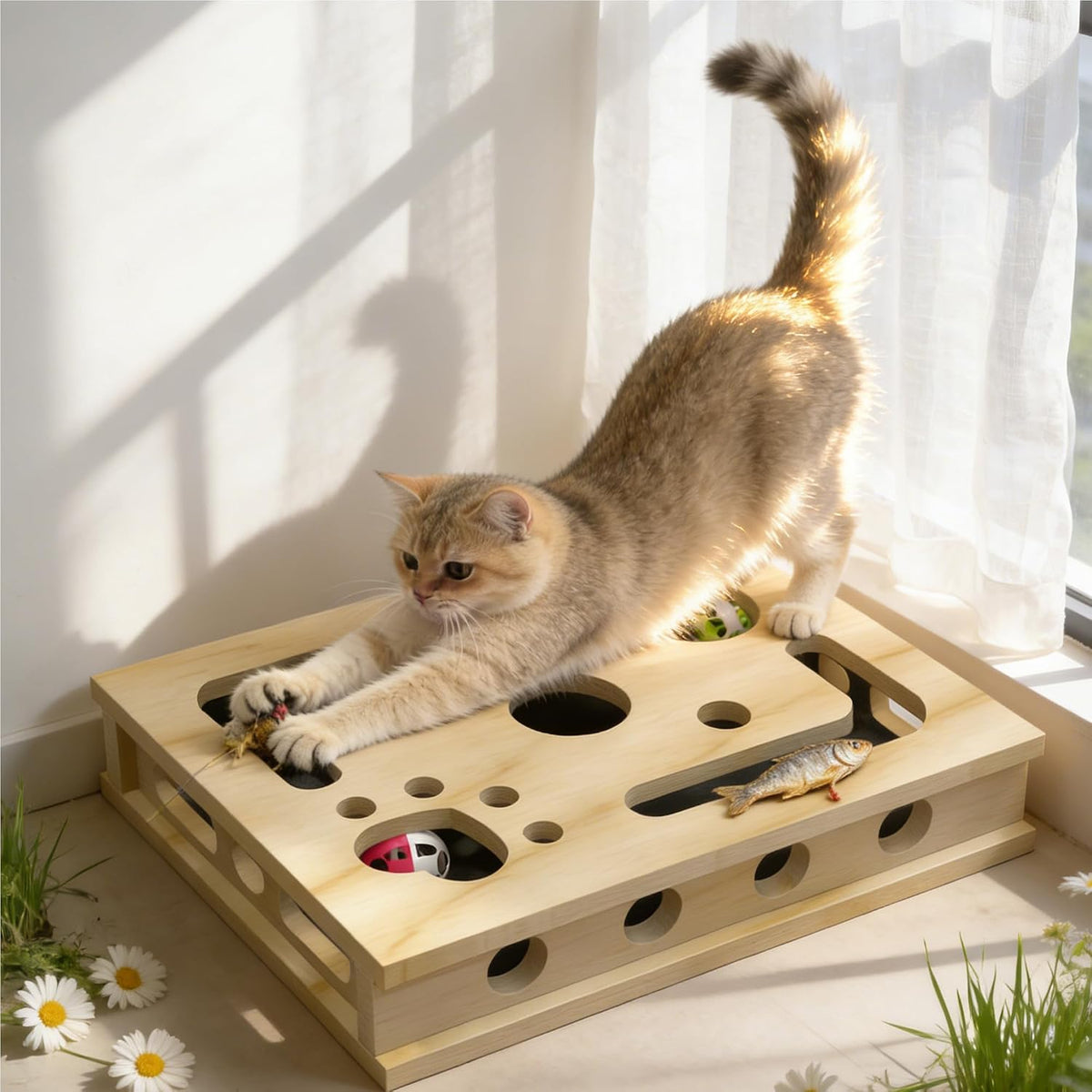 Livanira XL cat nail file enrichment box front view for natural claw grooming