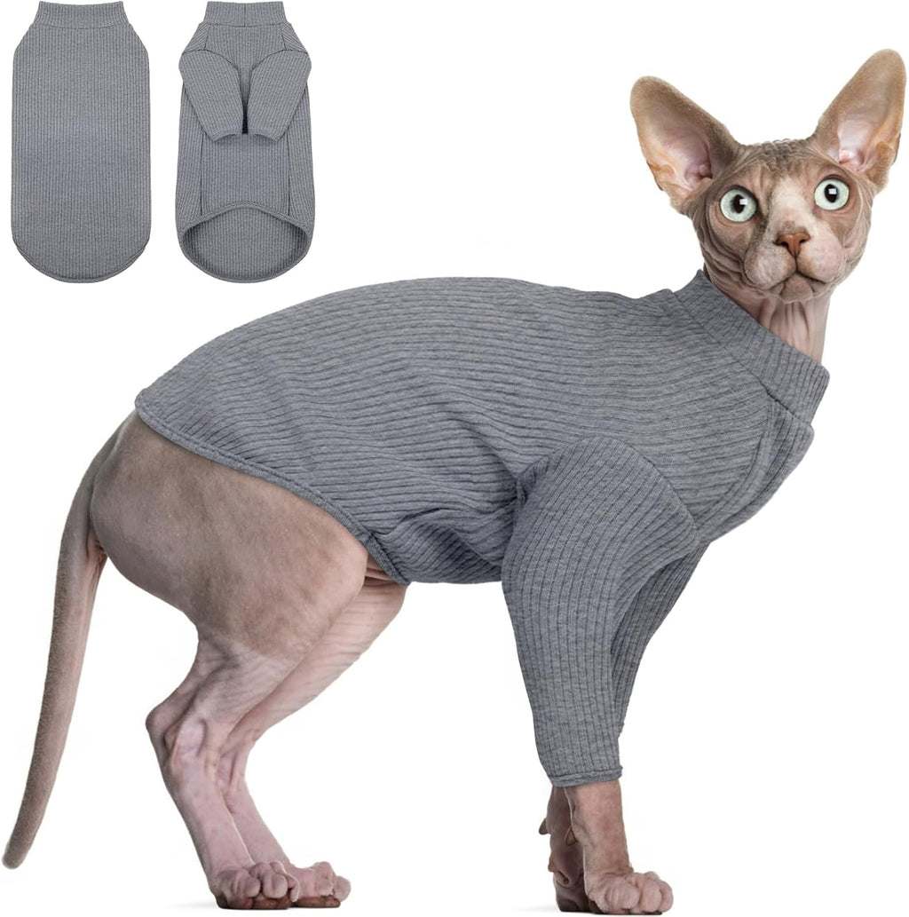 DENTRUN Sphynx Hairless Cats Shirt Pullover Kitten T-Shirts, Breathable Cat Wear Turtleneck Sweater Adorable Cat's Clothes Vest Pajamas Jumpsuit - Image 11