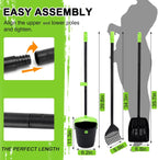 All components of the ibestbuy three piece pooper scooper set clipped together for compact storage