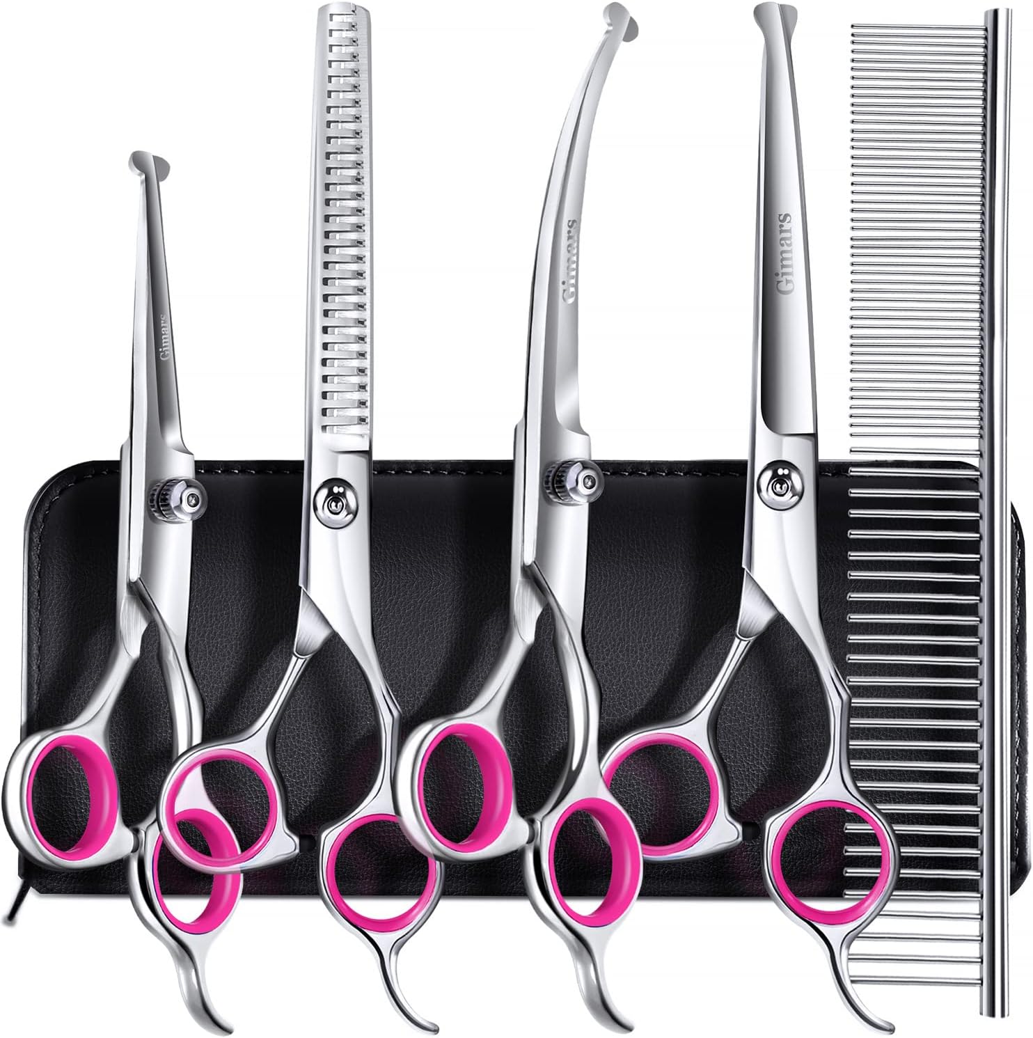 Gimars Titanium Coated Professional 6 in 1 4CR Stainless Steel Dog Grooming Scissors with Safety Round Tip, Heavy Duty Pet Grooming Scissor for Dogs, Cats and Other Animals - Image 12