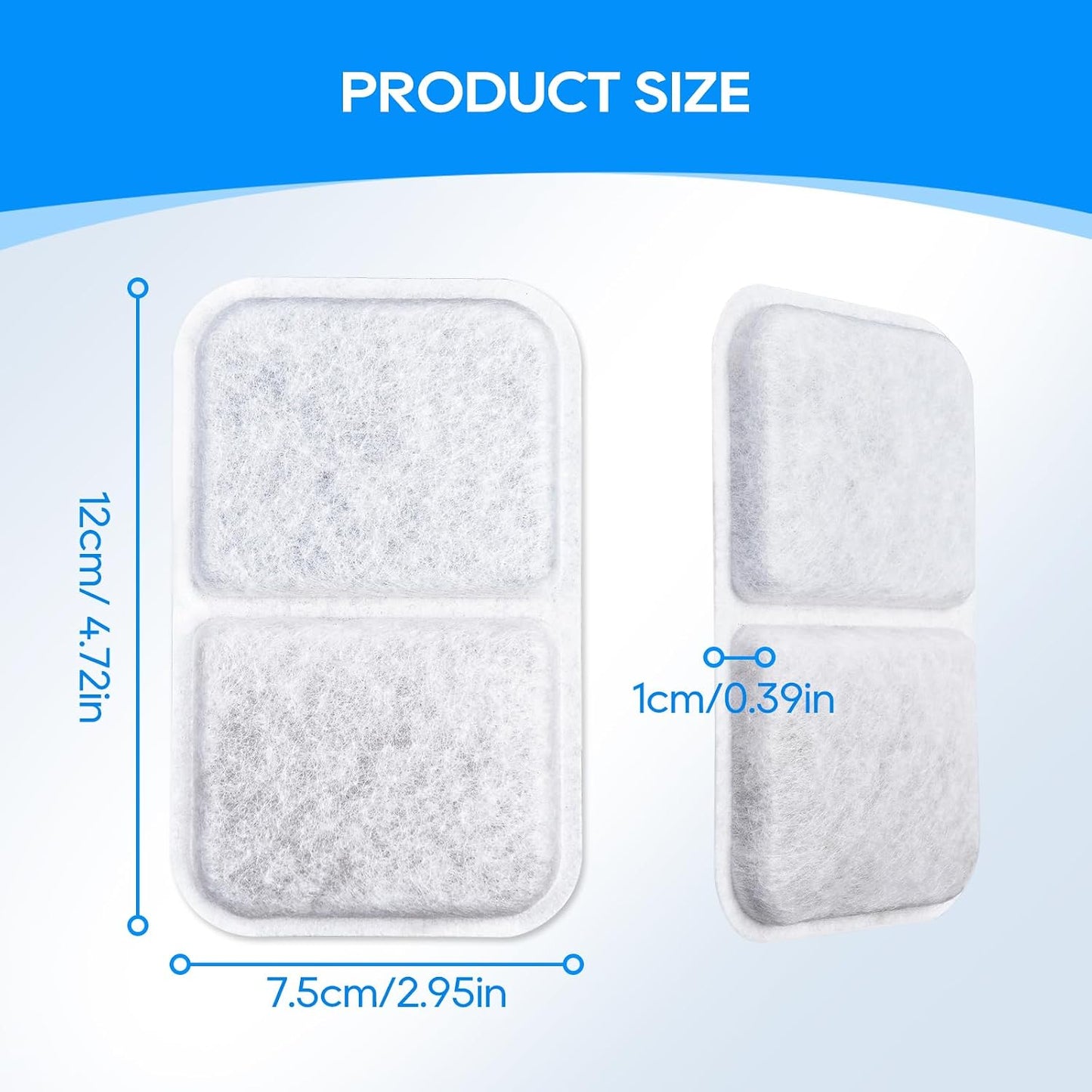 Measurement and dimension overview of the multi pack ammonia neutralizing cat pan liners.