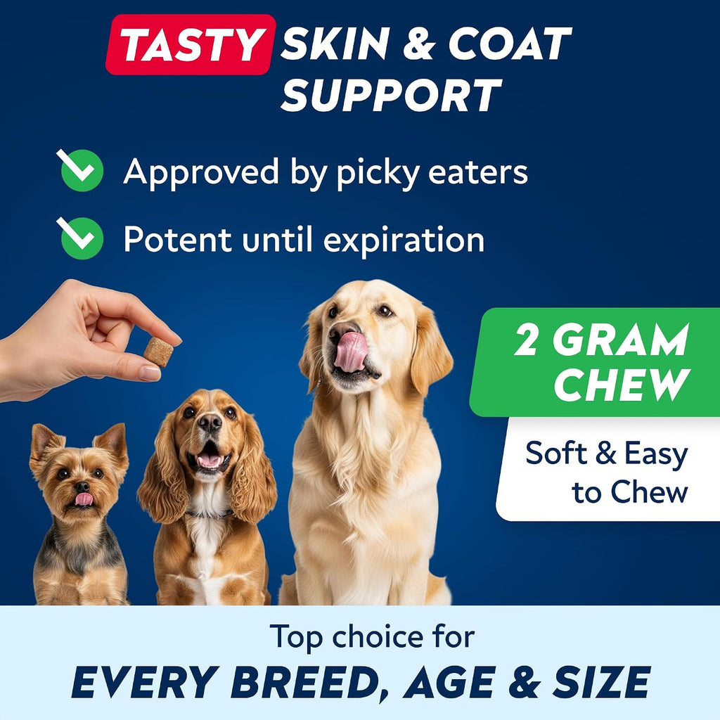 StrellaLab Omega 3 for Dogs - (180Ct) Fish Oil Treats - Allergy & Itch Relief Skin & Coat Supplement - Dry Itchy Skin, Anti Shedding & Hot Spots Treatment - Pet Salmon Oil Chews - Chicken Flavor - Image 11