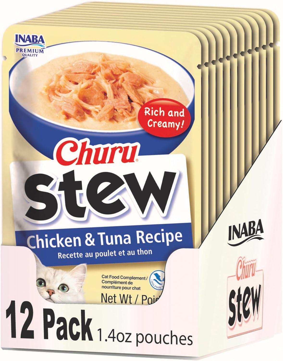 INABA Churu Stew for Cats, Side Dish Pouch with Vitamin E, 1.4 Ounces per Pouch, 12 Pouches, Chicken & Seafood Variety - Image 13
