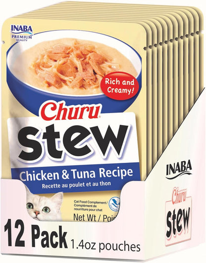 INABA Churu Stew for Cats, Side Dish Pouch with Vitamin E, 1.4 Ounces per Pouch, 12 Pouches, Chicken & Seafood Variety - Image 13