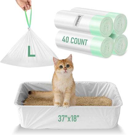 ZOMISIA Cat Litter Box Liner XL - 15 Count 47" x 24" Jumbo Litter Bags with Drawstring, Extra Thick Kitty Litter Pan Liners Tear Resistant Heavy Duty, Easy Clean up for Litter Tray, Unscented - Image 9