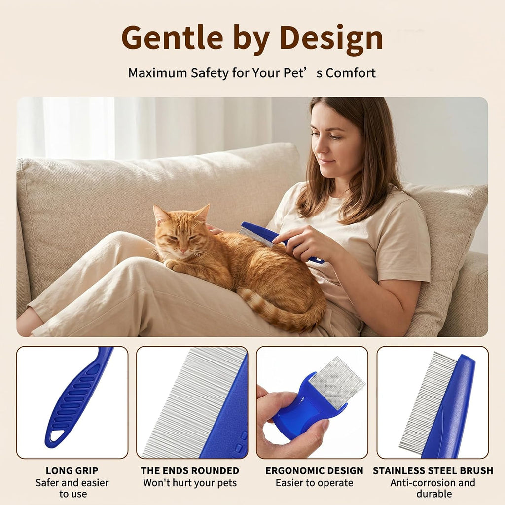 Top down view of the 6-piece HJZHII pet grooming kit