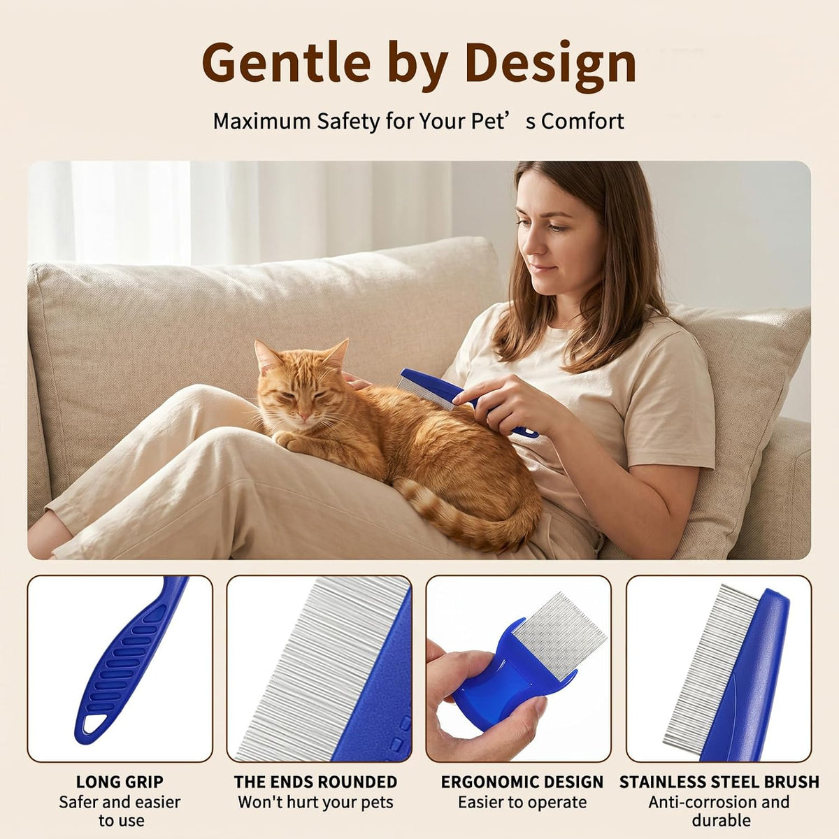 Top down view of the 6-piece HJZHII pet grooming kit