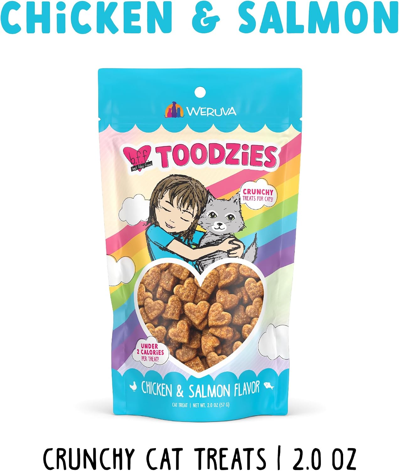 Back of Weruva BFF Toodzies two ounce bag showing clean ingredients and guaranteed analysis