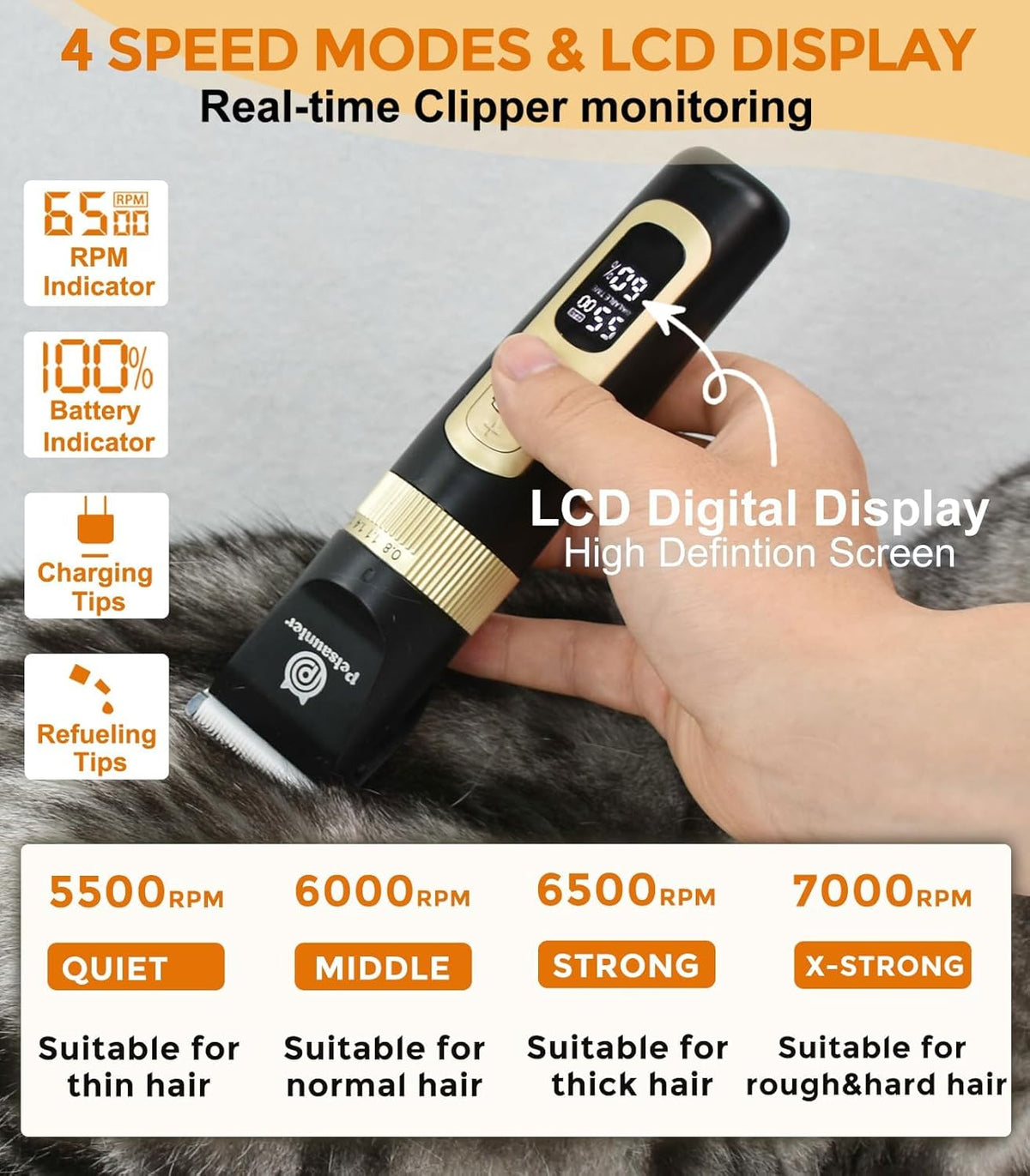 Close-up of Petsaunter C95 titanium-ceramic grooming blade system