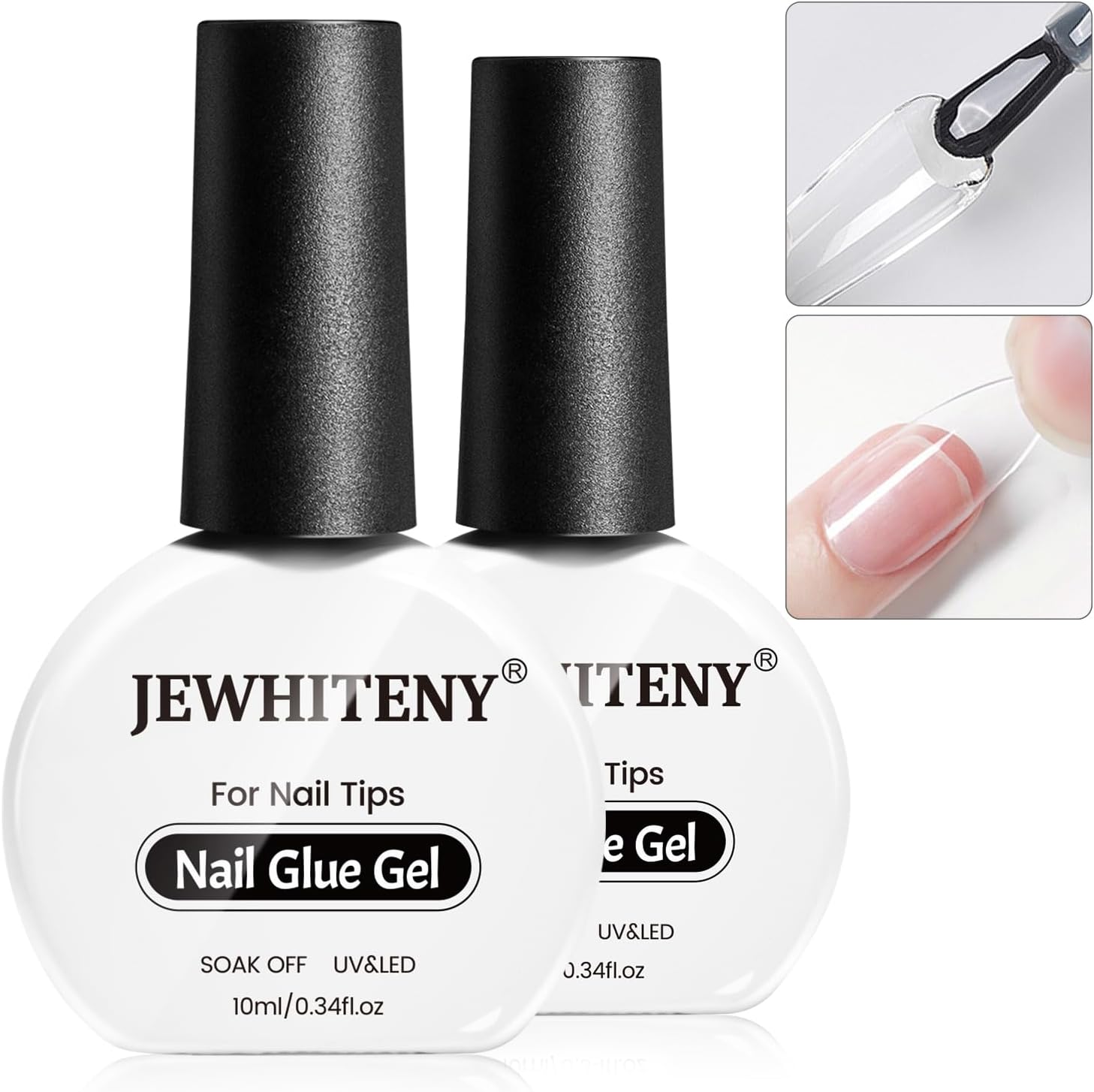 Jewhiteny 10ml Nail Glue Gel two piece set front view