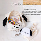 Small dog backpack harness with matching leash attached to the sturdy metal ring for outdoor training.