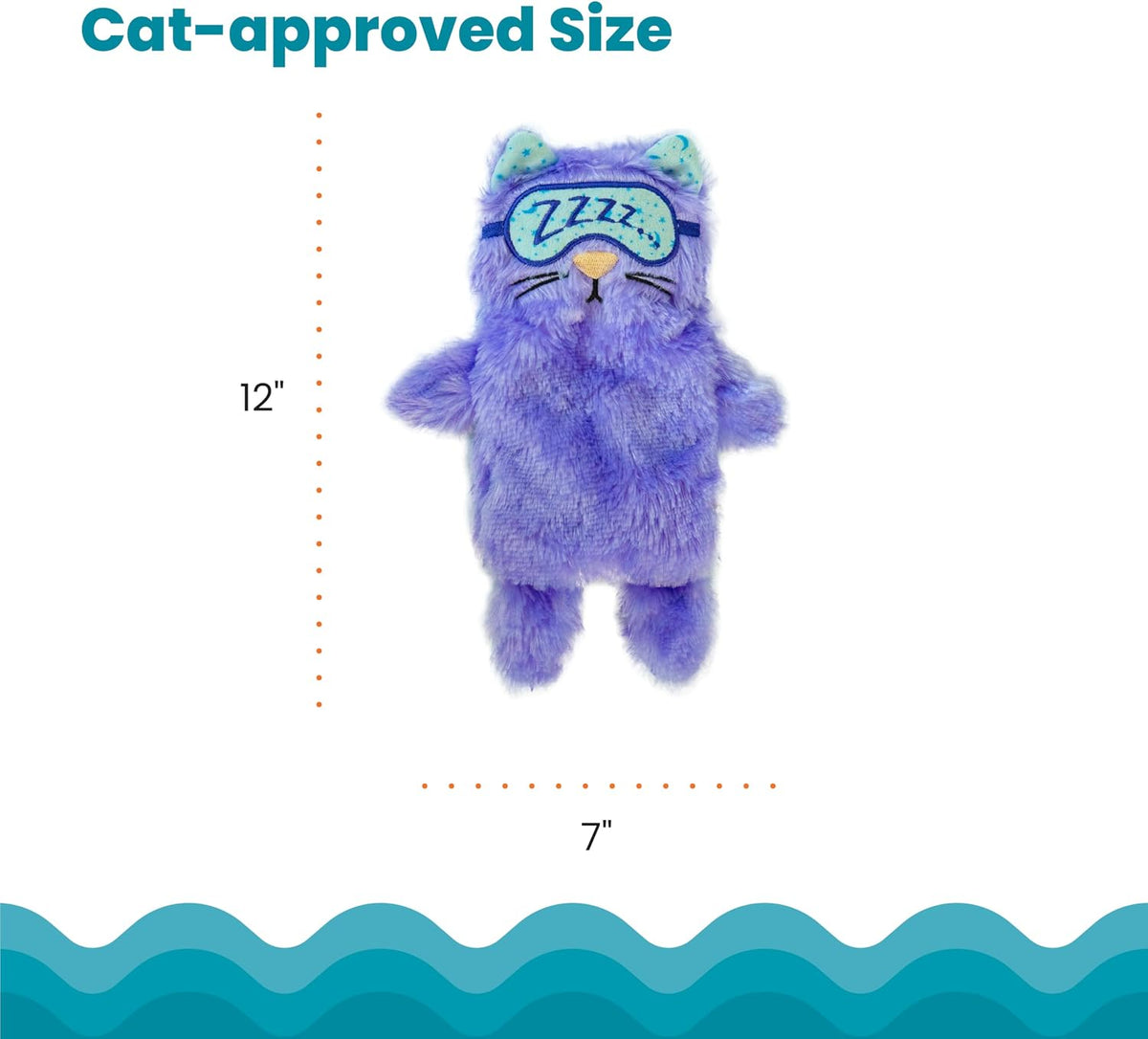 Catstages Purr Pillow demonstrated with a resting kitten for scale