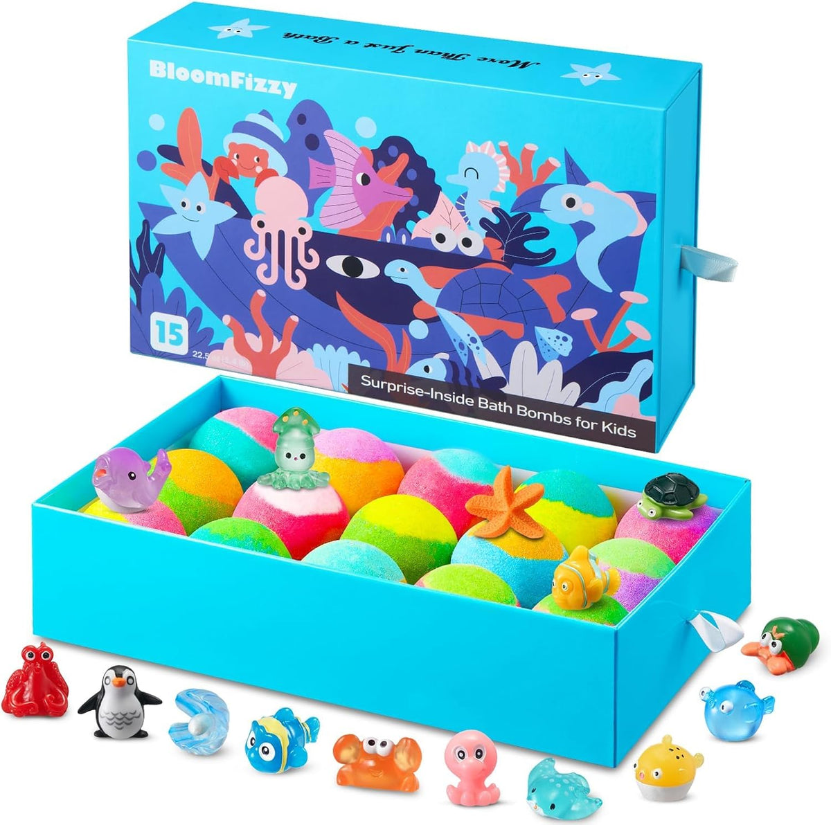 BloomFizzy Sea Surprise Bath Bombs Front View Gift Box