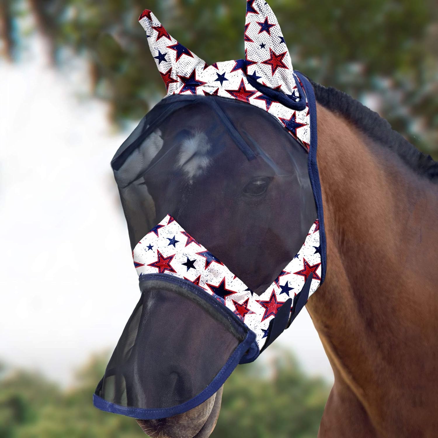Harrison Howard LumiVista Horse Fly Mask Long Nose with Ears UV Protection for Horse Leopard Print M Cob - Image 7