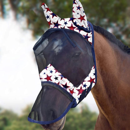 Harrison Howard LumiVista Horse Fly Mask Long Nose with Ears UV Protection for Horse Leopard Print M Cob - Image 7
