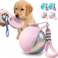 MSRXUP portable dog water bottle front view pink stainless steel pet dispenser