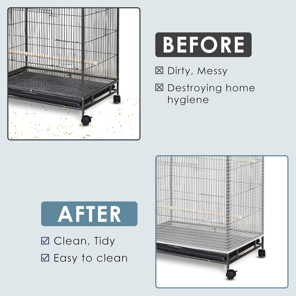 White mesh seed catcher skirt for round and square bird cages
