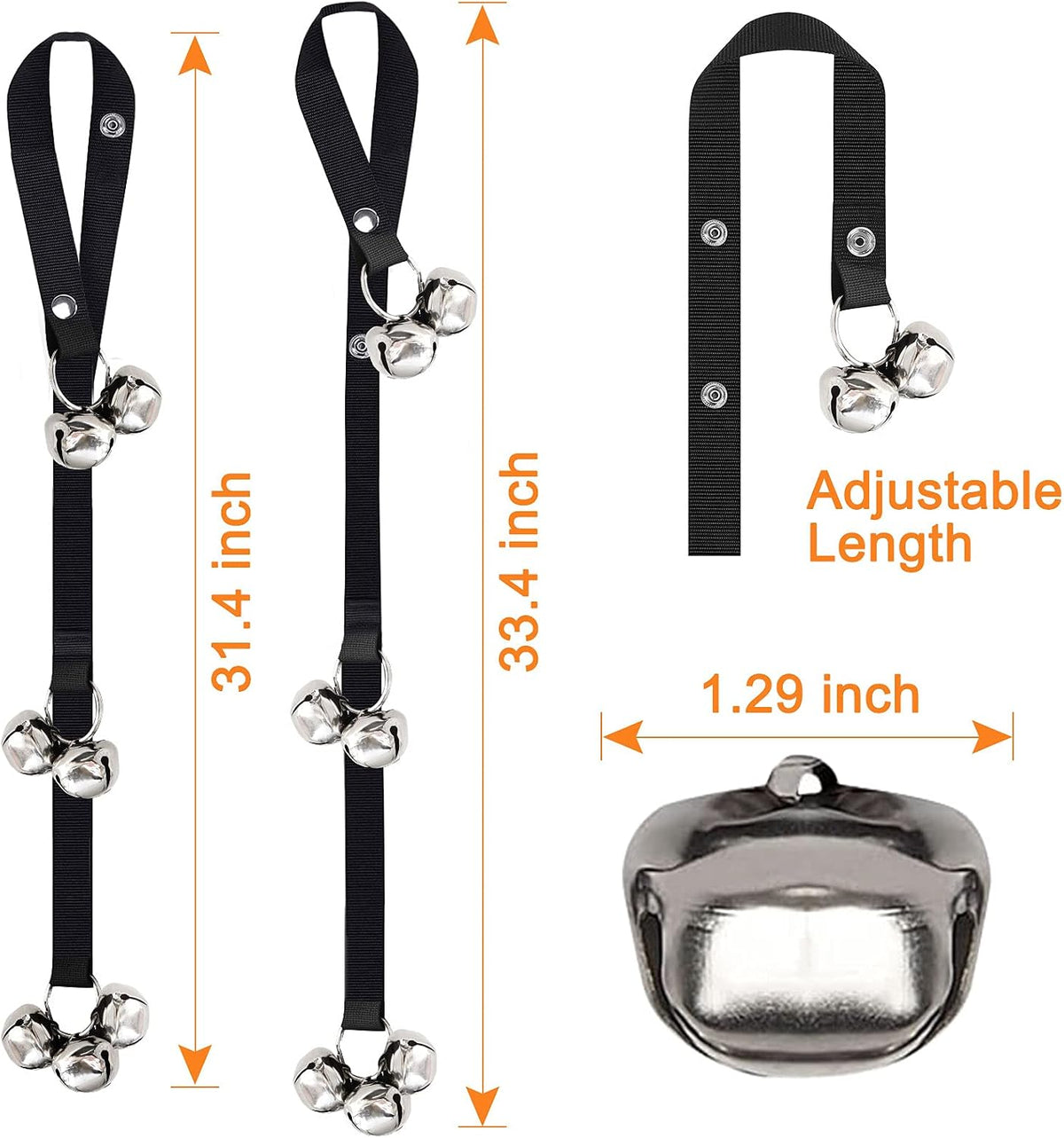 Fosiweelo adjustable dog bells hanging on a door handle