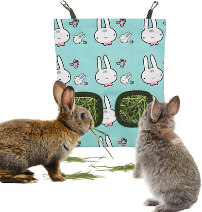 Rabbit Hay Feeder, Guinea Pig Hay Holder & Bunny Hay Feeder - Durable Hanging Hay Bag for Rabbits Chinchillas Guinea Pigs Bunnies - Chew-Resistant Hay Holder for Small Animals (Grass Green) - Image 10