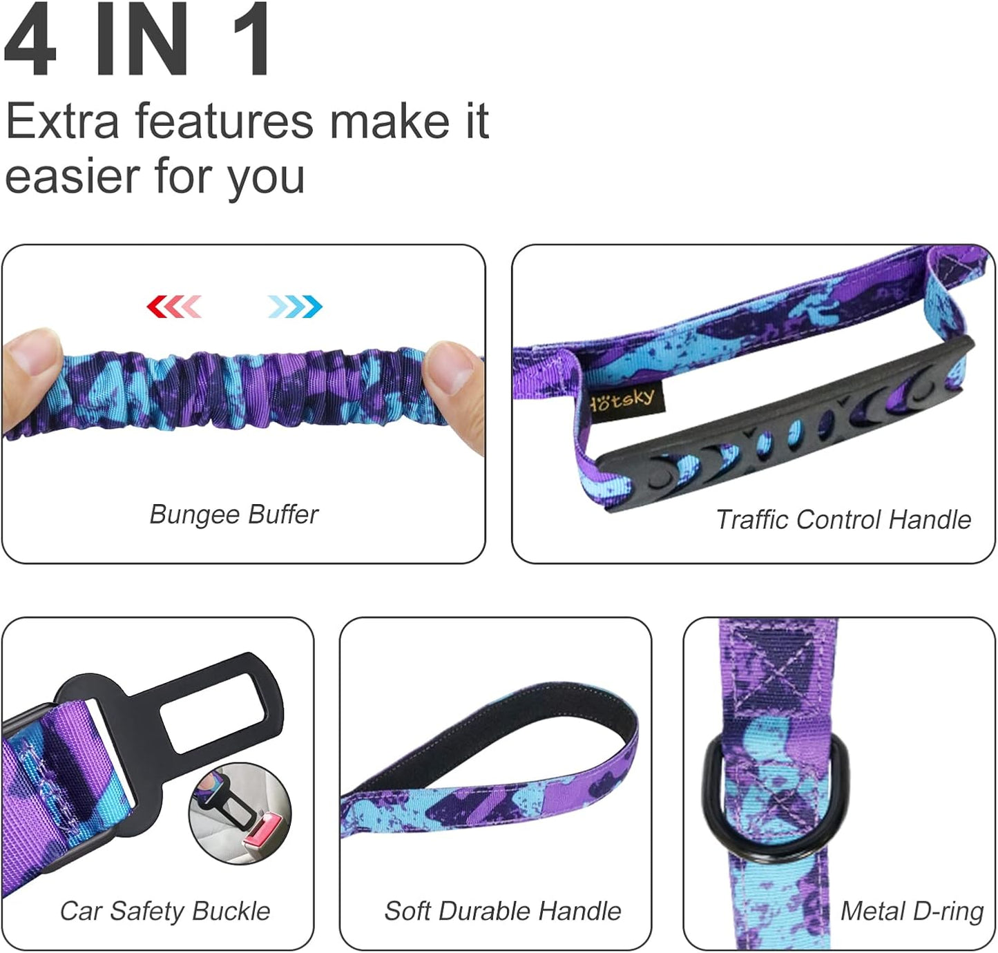 Hotsky tactical pet lead detailing the aviation grade aluminum locking carabiner