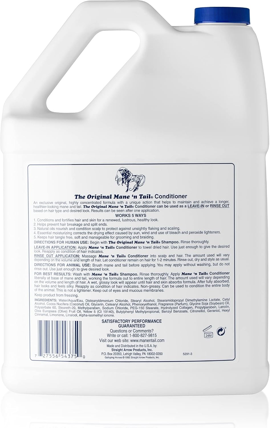 Mane 'n Tail 128 fluid ounce conditioner bottle label details