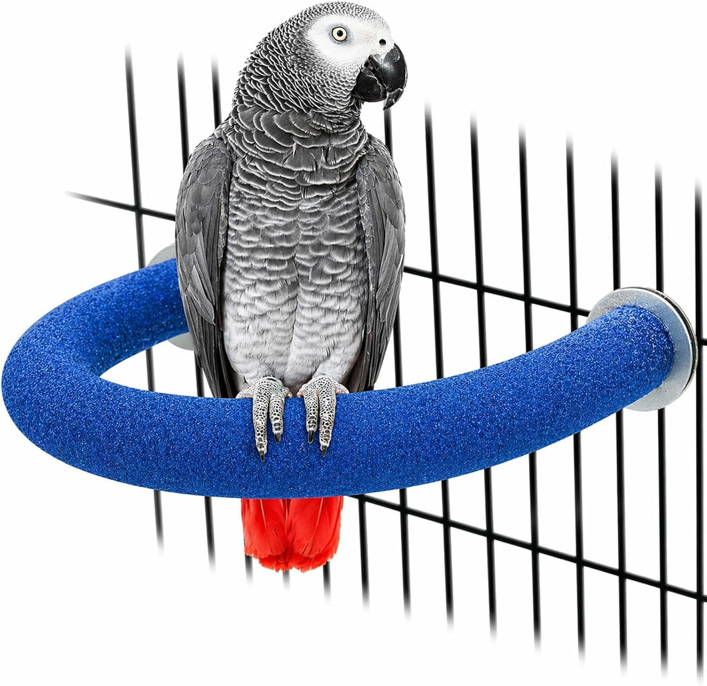 Rypet U-Shaped Large Parrot Perch, Quartz Bird Perch for Cage(Blue L) - Image 1