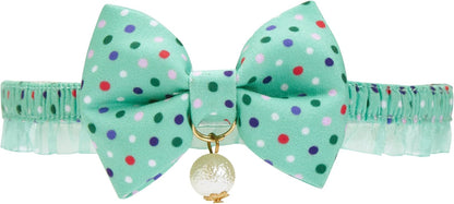 Blueberry Pet Pink Tulip Floral Breakaway Bowtie Cat Collar Choker Necklace with Handmade Bow Tie and Pearl Charm, Safety Elastic Stretch Collar for Cats, Neck 8.5"-12" - Image 9