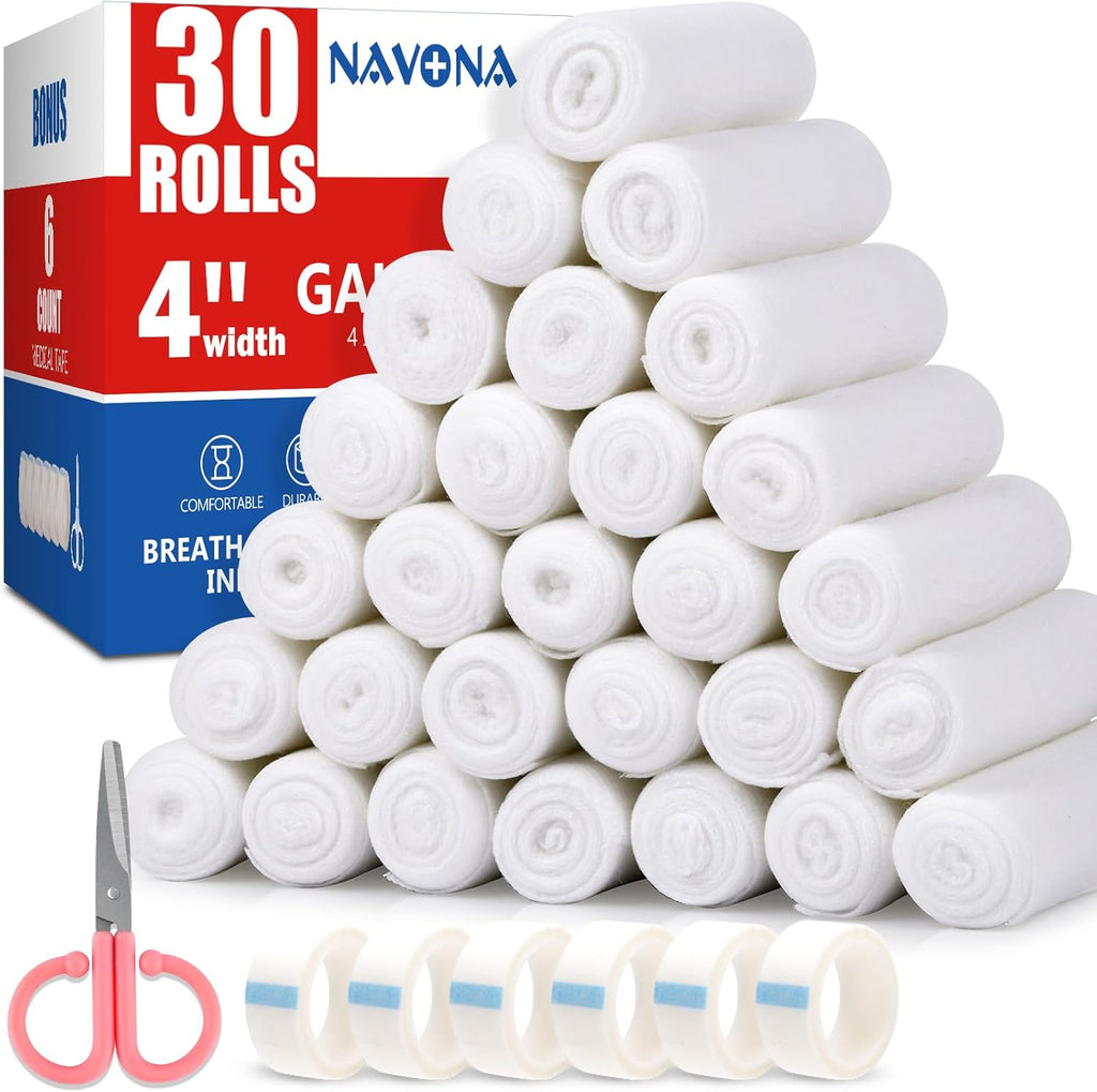 Navona gauze rolls 30 pack front view showcasing individual packaging
